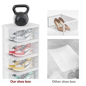 Vppiis Foldable Shoe Storage Boxes with Lids, 6 layers Clear Stackable Shoe Organizer for Closet Bedroom,Dustproof, Installation Free Flip Type Shoe Containers,Large Space for Sneaker Display1