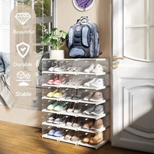 Vppiis Foldable Shoe Storage Boxes with Lids, 6 layers Clear Stackable Shoe Organizer for Closet Bedroom,Dustproof, Installation Free Flip Type Shoe Containers,Large Space for Sneaker Display1