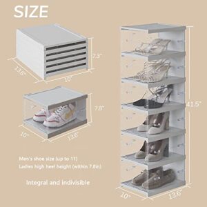 Vppiis Foldable Shoe Storage Boxes with Lids, 6 layers Clear Stackable Shoe Organizer for Closet Bedroom,Dustproof, Installation Free Flip Type Shoe Containers,Large Space for Sneaker Display1