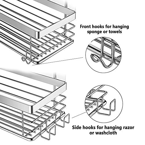 Orimade Shower Caddy with 5 Hooks bundle with Adhesive Hook Sticker 2 Pack
