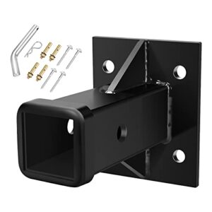 dack hitch wall mount, bolt-on receiver tube adapter, 2 inch opening hitch receiver plate tube, bumper trailer hitch receiver, universal towever hitch extender, max load 15000lbs (include pin&clip)