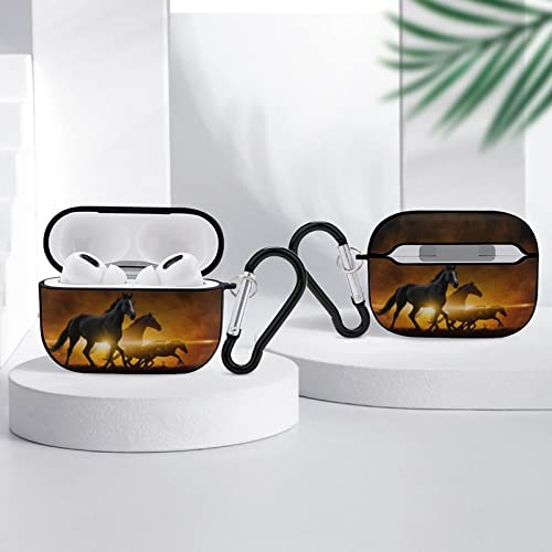 Compatible with AirPods Pro Case Cover with Keychain Running Horses Airpod Cases Accessories Portable Shockproof Protective Case for Women Men Girls Hard Headphone Case for Apple Airpods Pro