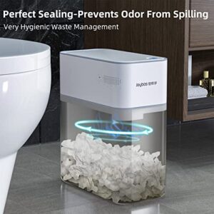 MOPALL Small Bathroom Trash Cans with Lids,Motion Sensor Bathroom Trash Can,Narrow Waterproof Plastic 3.5 Gallon Automatic Adsorption Touchless Garbage Can,White