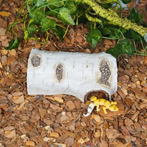 Reptile Hide Caves Simulation Tree Hideout Snake Hide Leopard Gecko Terrarium Plastic Plant Leaves Ornament Habitat Shelter Decor for Lizard Hermit Crab Spider Frog Amphibians Medium Size