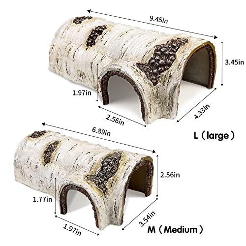 Reptile Hide Caves Simulation Tree Hideout Snake Hide Leopard Gecko Terrarium Plastic Plant Leaves Ornament Habitat Shelter Decor for Lizard Hermit Crab Spider Frog Amphibians Medium Size