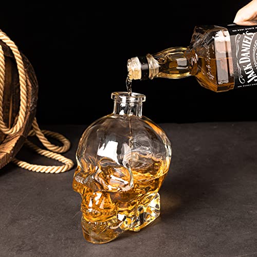 Skull decanter set-With 2 Skull glass vodka glass for Scotch, Bourbon, Liquor and Cocktail（750ML) Transparent