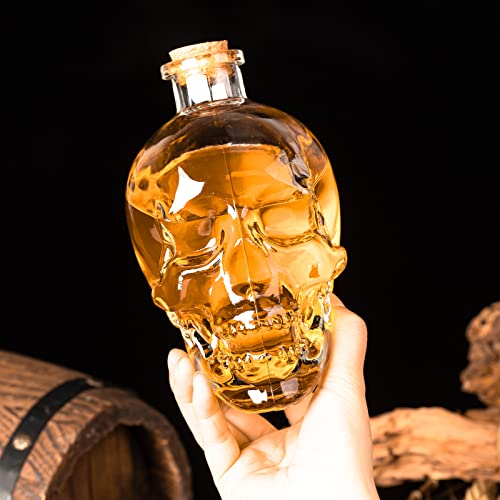 Skull decanter set-With 2 Skull glass vodka glass for Scotch, Bourbon, Liquor and Cocktail（750ML) Transparent