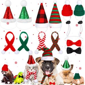 12 pcs small animal christmas costume pet santa hat with scarf bowties ferret christmas hat guinea pig costume for hamster guinea pig chinchilla hedgehog kitten small pet xmas party supplies