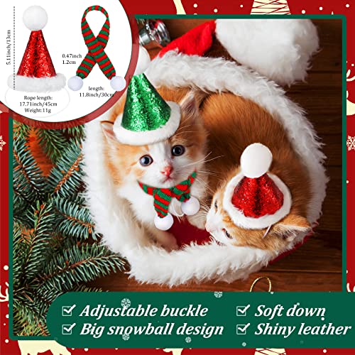 12 Pcs Small Animal Christmas Costume Pet Santa Hat with Scarf Bowties Ferret Christmas Hat Guinea Pig Costume for Hamster Guinea Pig Chinchilla Hedgehog Kitten Small Pet Xmas Party Supplies