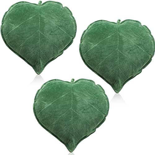 3 Pieces Leaf Pillow Leaf Shaped Throw Pillow Cushion 3D Leaves Soft Shaped Throw Pillow 20 x 20 Inches Decorative Sofa Cushion Green Plant Home Decoration for Car Bedroom Sofa Living Room, Green