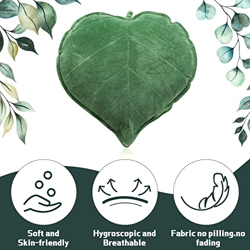 3 Pieces Leaf Pillow Leaf Shaped Throw Pillow Cushion 3D Leaves Soft Shaped Throw Pillow 20 x 20 Inches Decorative Sofa Cushion Green Plant Home Decoration for Car Bedroom Sofa Living Room, Green