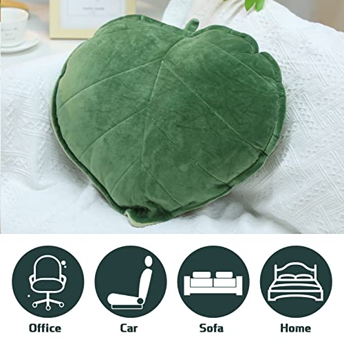 3 Pieces Leaf Pillow Leaf Shaped Throw Pillow Cushion 3D Leaves Soft Shaped Throw Pillow 20 x 20 Inches Decorative Sofa Cushion Green Plant Home Decoration for Car Bedroom Sofa Living Room, Green