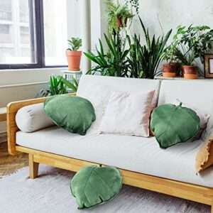 3 Pieces Leaf Pillow Leaf Shaped Throw Pillow Cushion 3D Leaves Soft Shaped Throw Pillow 20 x 20 Inches Decorative Sofa Cushion Green Plant Home Decoration for Car Bedroom Sofa Living Room, Green