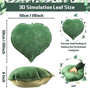 3 Pieces Leaf Pillow Leaf Shaped Throw Pillow Cushion 3D Leaves Soft Shaped Throw Pillow 20 x 20 Inches Decorative Sofa Cushion Green Plant Home Decoration for Car Bedroom Sofa Living Room, Green