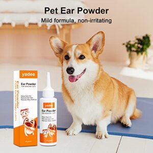 yadee Dog Ear Powder, Ear Hair Removal for Dogs Cats, 30gm Ear Cleaner Fresh Powder with Tweezers & Large Cotton Swabs, Remove Ear Wax & Odor for Pets