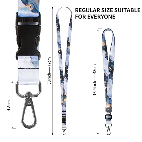 Dutyway Cell Phone Lanyard, Universal Crossbody Adjustable Detachable Neck Strap, Durable Cool Black Marble Compatible with Most Smartphones Badge Key Card Holder for Men Women (4-Piece Set)