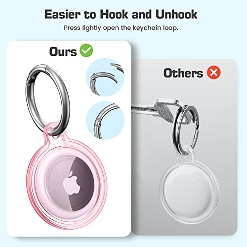 2 Pack IPX8 Waterproof AirTag Keychain Holder Case, Lightweight, Anti-Scratch, Easy Installation,Soft Full-Body Shockproof Air Tag Holder for Luggage,Keys, Dog Collar (Pink+Blue)