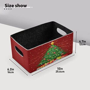 Christmas Tree Red Storage Basket Felt Storage Bin Collapsible Toy Boxs Empty Gift Baskets Organizer for Home Office Shelf Car