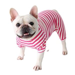 Harikaji Dog Pajamas,Dog Striped Jumpsuit Pet Clothes Leg Cover Pjs for Cats Dogs(Pink,L)