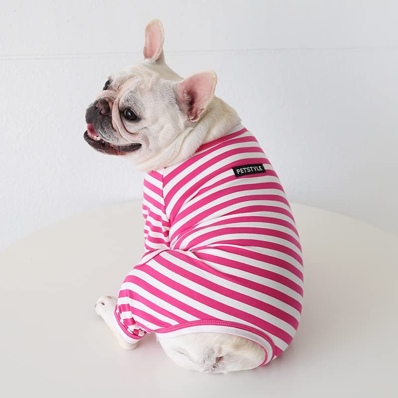 Harikaji Dog Pajamas,Dog Striped Jumpsuit Pet Clothes Leg Cover Pjs for Cats Dogs(Pink,L)