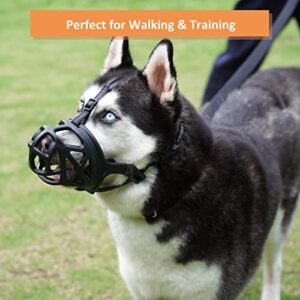 Dog Muzzle, Basket Muzzle for Biting, Chewing and Scavenging, Humane Cage Mouth Cover, Perfect for Grooming and Training Medium, Large Aggressive Reactive Dogs