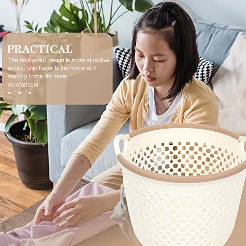 Plastic Laundry Basket Laundry Hamper Reusable Plastic Clothing Basket with Handles Dirty Clothes Storage Organizer for Sundries Throws Pillows Towels Dirty Clothes Hamper