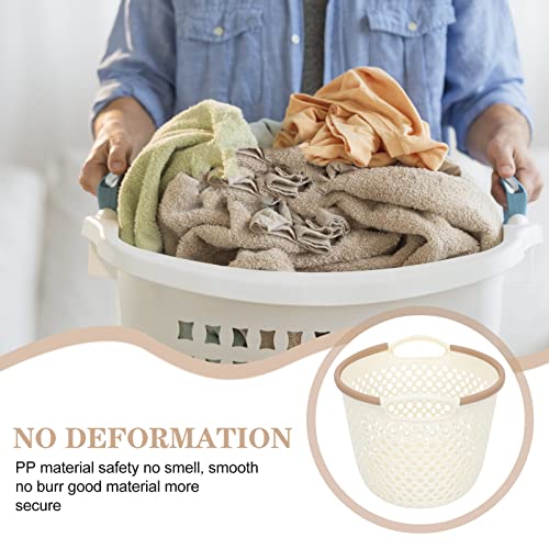 Plastic Laundry Basket Laundry Hamper Reusable Plastic Clothing Basket with Handles Dirty Clothes Storage Organizer for Sundries Throws Pillows Towels Dirty Clothes Hamper