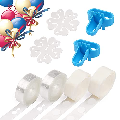 Balloon Garland Arch kit 8 Pack for Baby Shower Birthday Decorations, Tying Tool, Balloon Double-Hole Strips, 100 Dot Glue Point Stickers, Flower Clips, Suitable for Party Wedding Birthday Christmas