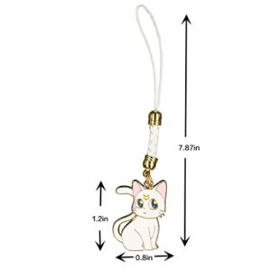 Showkanbay Fashion Cute Straps Decor Lanyards Kawaii Phone Charm Keys Mobile Phone Headphone Strap Hanging Rope Smartphone Charms (white cat)