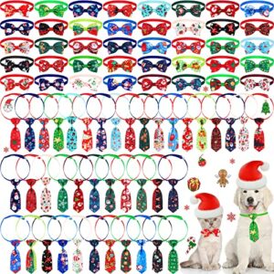 80 pcs christmas dog bow ties 40 pet dog bow ties 40 pet neckties santa christmas tree snowman candy cane adjustable collar dog tie accessories for dog cat christmas holiday decoration (santa style)