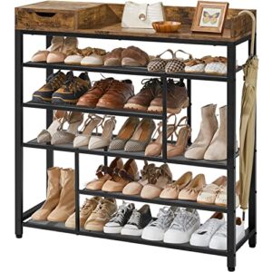 yaheetech 6-tier shoe rack organizer, shoe shelf organizer with storage box, free standing shoe storage rack for entryway, living room, holds 24 pairs of shoes, industrial style