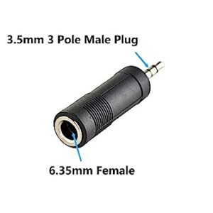 SHANFEILU 3.5mm 3 Pole Male Plug to 6.35mm Female Stereo Jack Audio Adapter 1/4 inch Female to 1/8 inch Male Headphone Microphone Converter Connector 2-Pack