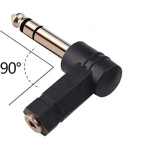 SHANFEILU 1/4 Inch TRS to 3.5mm Right Angle Adapter 90 Degree 6.35mm 3 Pole Male to 3.5mm Female Stereo AUX Headphone Audio Right Angle Converter Connector 2 Pcs