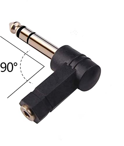 SHANFEILU 1/4 Inch TRS to 3.5mm Right Angle Adapter 90 Degree 6.35mm 3 Pole Male to 3.5mm Female Stereo AUX Headphone Audio Right Angle Converter Connector 2 Pcs