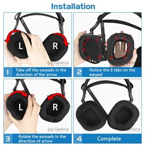 Geekria Comfort Replacement Ear Pads for Corsair HS80 RGB Wireless Headphones Ear Cushions, Headset Earpads, Ear Cups Cover Repair Parts (Black)