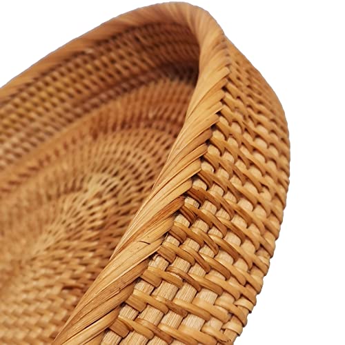 17" Extra Large Oval Rattan Severing Tray Without Handles for Fruit,Breakfast, Handwoven Fruit Vegetables Serving Basket,Kitchen Island Decorative Serving Tray for Drinks,Snack,Coffee and Tea,XX-L