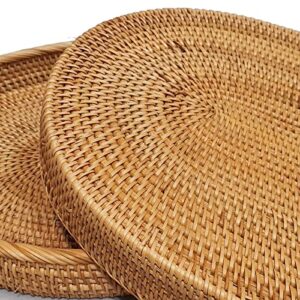 17" Extra Large Oval Rattan Severing Tray Without Handles for Fruit,Breakfast, Handwoven Fruit Vegetables Serving Basket,Kitchen Island Decorative Serving Tray for Drinks,Snack,Coffee and Tea,XX-L