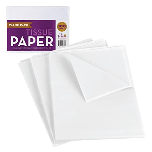 Plum Designs White Tissue Paper for Gift Bags, Bulk Tissue Paper for Packaging- Includes 150 Sheets Premium White Tissue Paper Bulk Pack, Wrapping Tissue Paper - 20 x 20 Inches