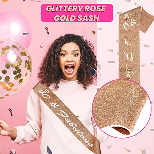 50th Birthday Decorations Women – 50th Birthday Gifts for Women – Rose Gold Happy Birthday Decorations for Girls – Includes Birthday Crown, Birthday Sash, Cake Topper – Beautiful Elegant Design (50th)