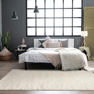 LUXE WEAVERS Fluffy Shag White 5x7 Area Rug for Bedroom, Kids Room Soft Plush Non-Shed Carpet