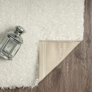 LUXE WEAVERS Fluffy Shag White 5x7 Area Rug for Bedroom, Kids Room Soft Plush Non-Shed Carpet