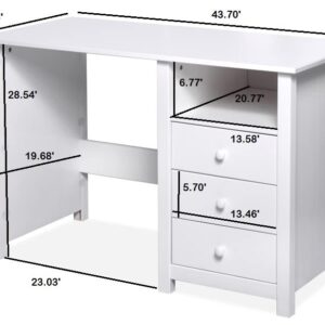 From the Tree Furniture Solid Pine Wood Writing Desk with Drawers and Storage (Unfinished), (DK001)