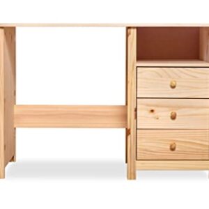 From the Tree Furniture Solid Pine Wood Writing Desk with Drawers and Storage (Unfinished), (DK001)