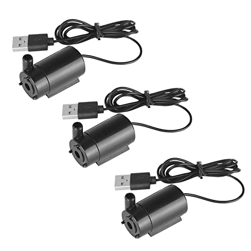 SIPYTOPF 3Pcs DC 3-5V USB Micro Submersible Mini Water Pump for Aquariums Fish Tank Pond Fountain Hydroponics Garden (Black)