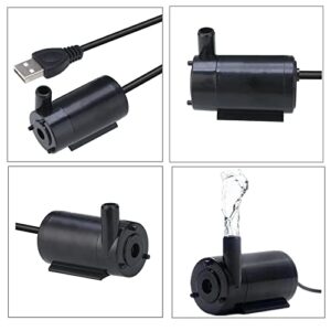 SIPYTOPF 3Pcs DC 3-5V USB Micro Submersible Mini Water Pump for Aquariums Fish Tank Pond Fountain Hydroponics Garden (Black)