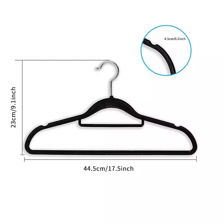 ThermalinX Premium Velvet Hangers 50 Pack - Non-Slip, Durable, Space Saver Clothes Hangers - Black Hangers with 360 Degree Rotatable Hook - Heavy Duty Coat Hangers - Black