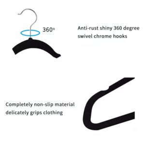 ThermalinX Premium Velvet Hangers 50 Pack - Non-Slip, Durable, Space Saver Clothes Hangers - Black Hangers with 360 Degree Rotatable Hook - Heavy Duty Coat Hangers - Black