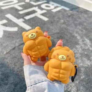 for Air pod pro Case Generation Case, Cute 3D Lovely Unique Cartoon for Air pod pro Silicone Cover Fun Funny Cool Design Fashion Cases for Boys Girls Kids Teen for Air pod pro Case (Muscle Bear)