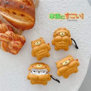 for Air pod pro Case Generation Case, Cute 3D Lovely Unique Cartoon for Air pod pro Silicone Cover Fun Funny Cool Design Fashion Cases for Boys Girls Kids Teen for Air pod pro Case (Muscle Bear)