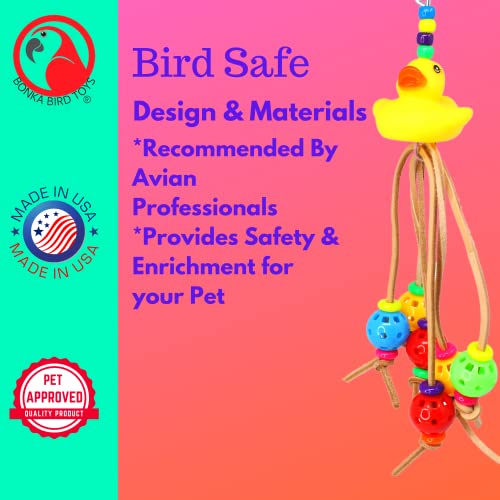 Bonka Bird Toys 2325 Ducky Spyder Small Medium Bird Toy Durable Plastic Leather Duck Bead Foraging Ball Button Cockatiels Parakeets Conures and Other Similar Sized Birds